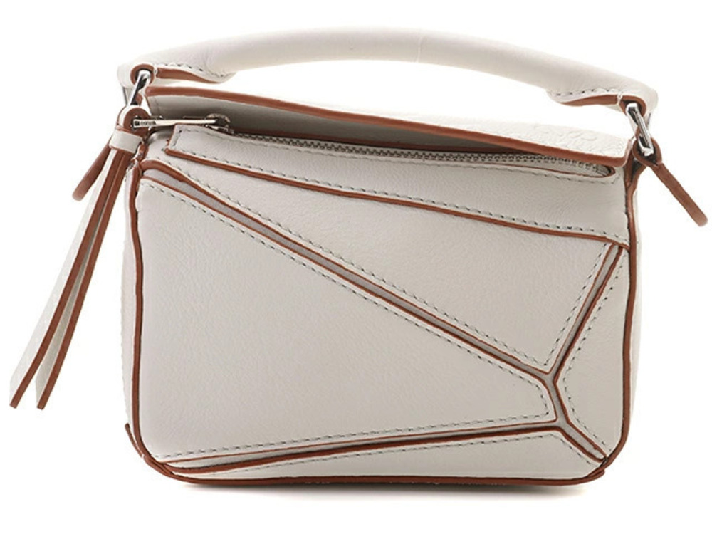 Loewe Puzzle Bag Shoulder Pochette Chain Calfskin Ivory White